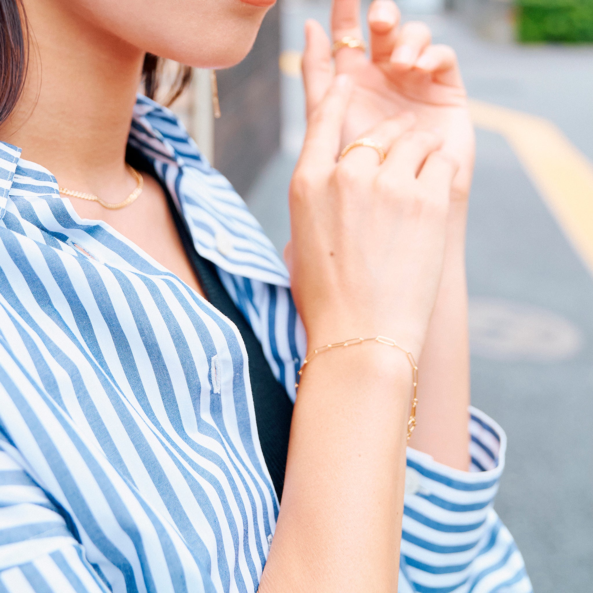 K18 トラックチェーン ブレスレット 18cm