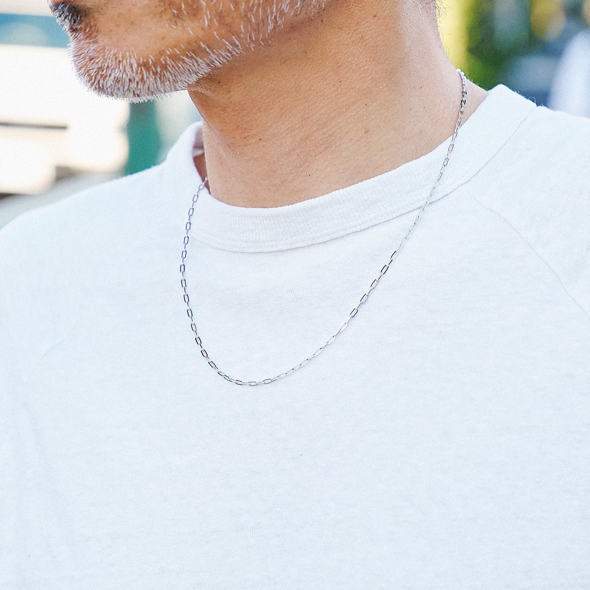 Pt850 荒角小豆0.6φ ネックレス 50cm